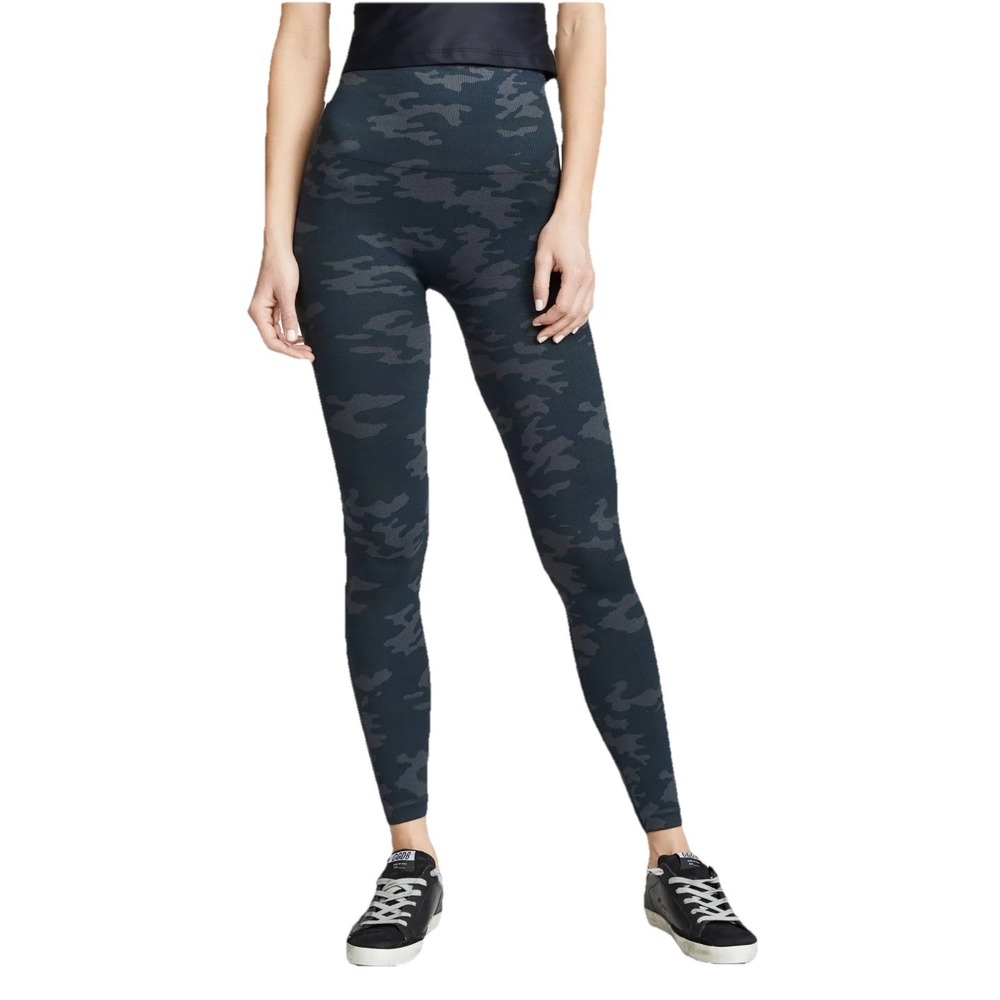 SPANX Black Camo Look At Me Now High-Waisted Leggings Seamless Women's L $68